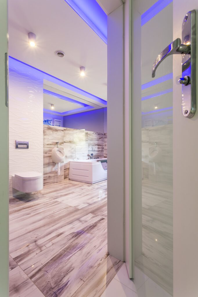 Modern and bright bathroom interior